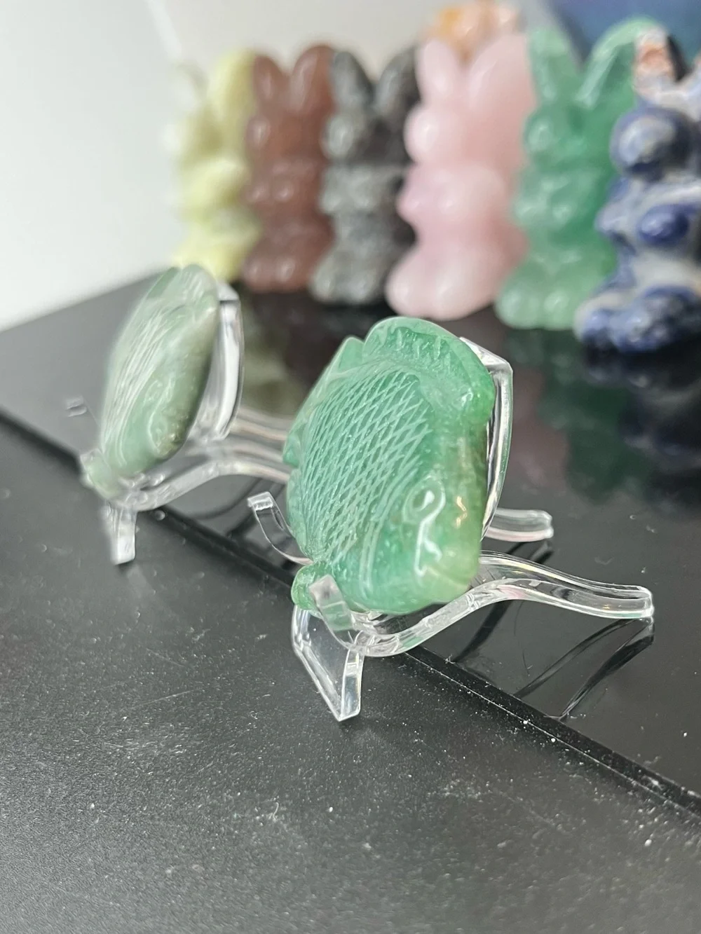 Green Fish Crystal Carvings
